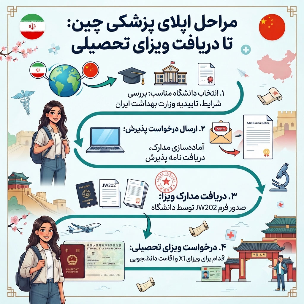 مراحل اپلای پزشکی چین تا دریافت ویزای تحصیلی